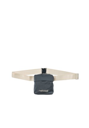 Sangle beige réglable avec une pochette gris foncé portant l'inscription "rethinkit,", conçue pour être portée autour de la taille. Aucun personnage ou arrière-plan visible.