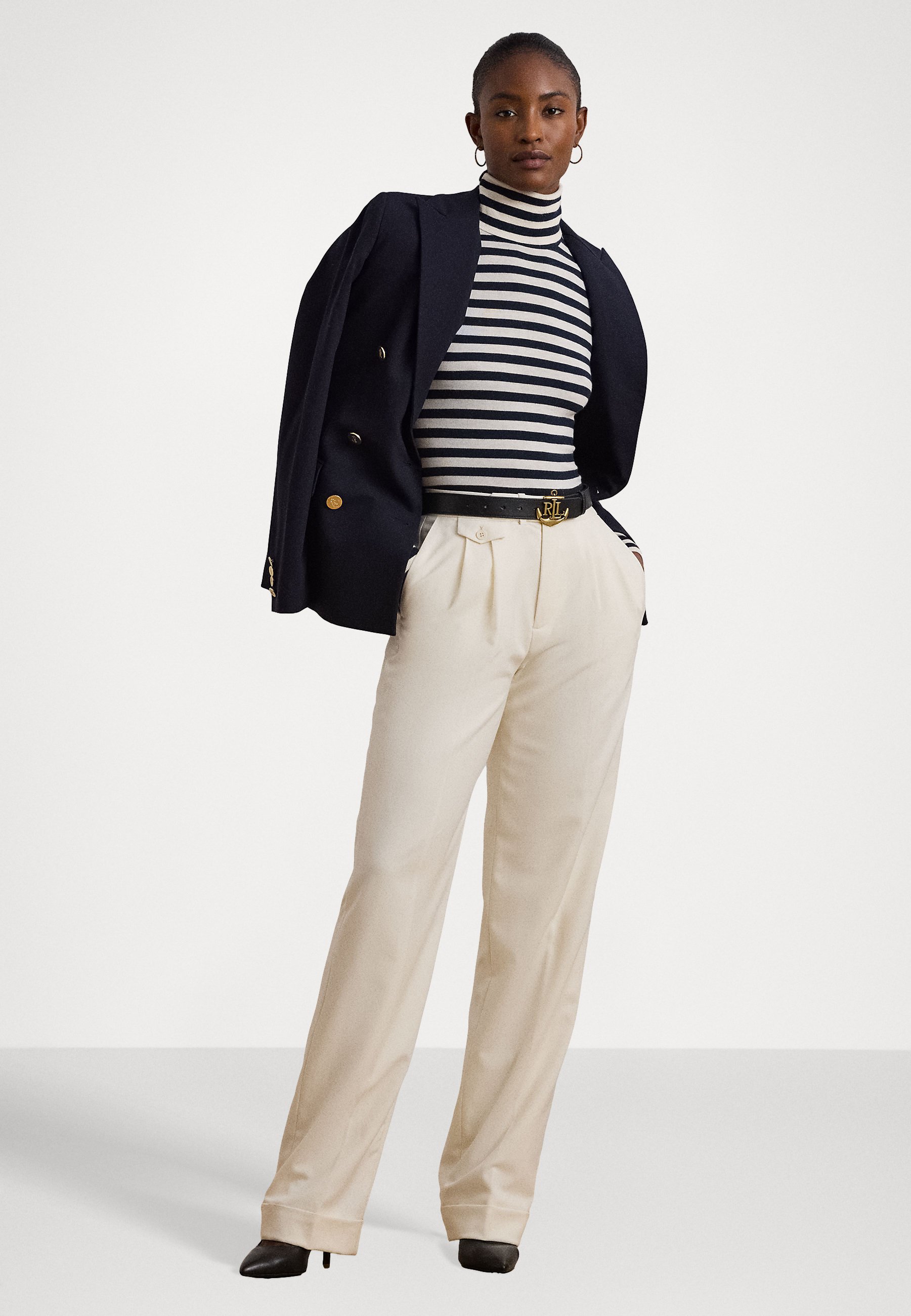 Lauren Ralph Lauren PLEATED WOOL TWILL STRAIGHT PANT - Trousers