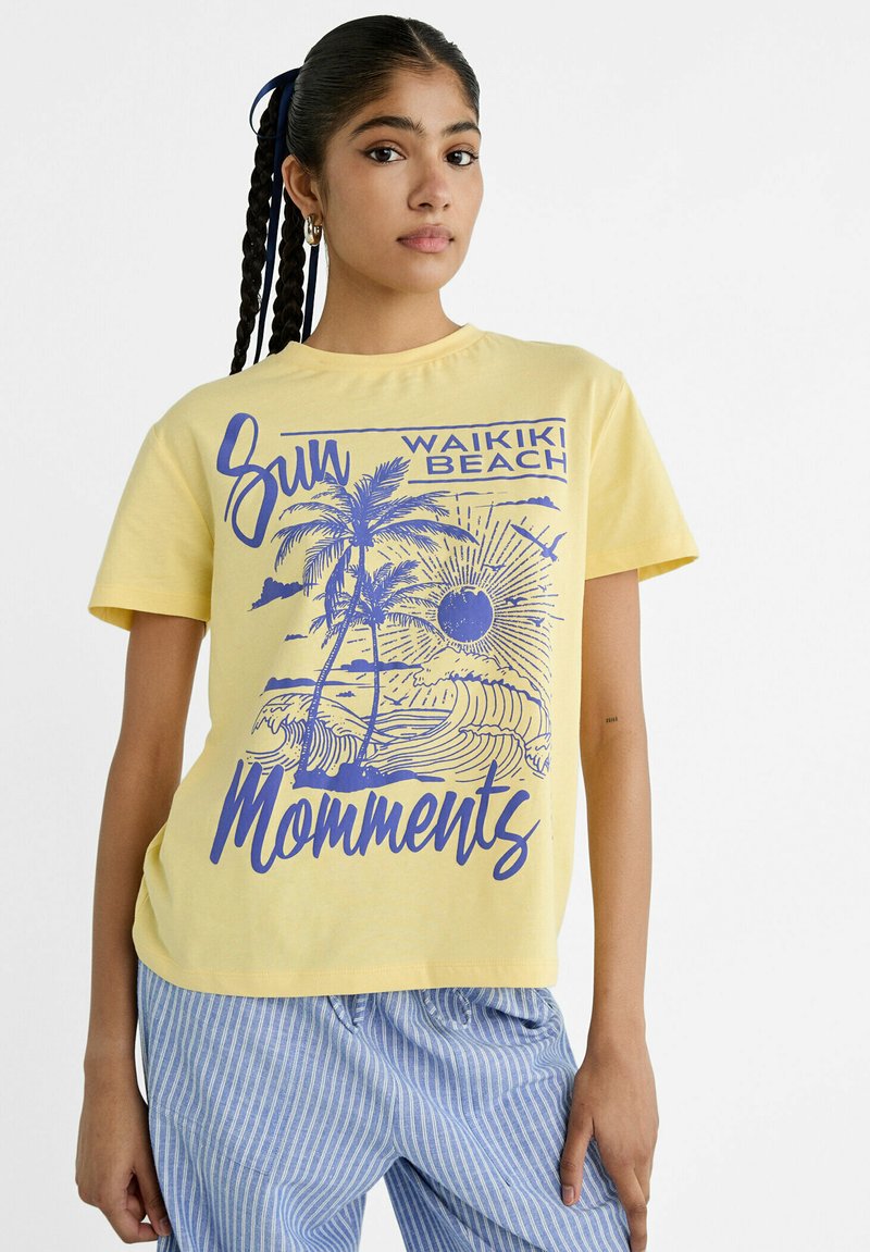 Stradivarius PRINTED - T-shirt imprimé - yellow/jaune - ZALANDO.FR