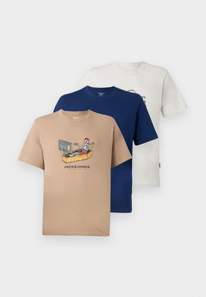 JORSKULL NATURE TEE CREW NECK 3 PACK - Print T-shirt - antique white/mocha meringue/ ocean cavern