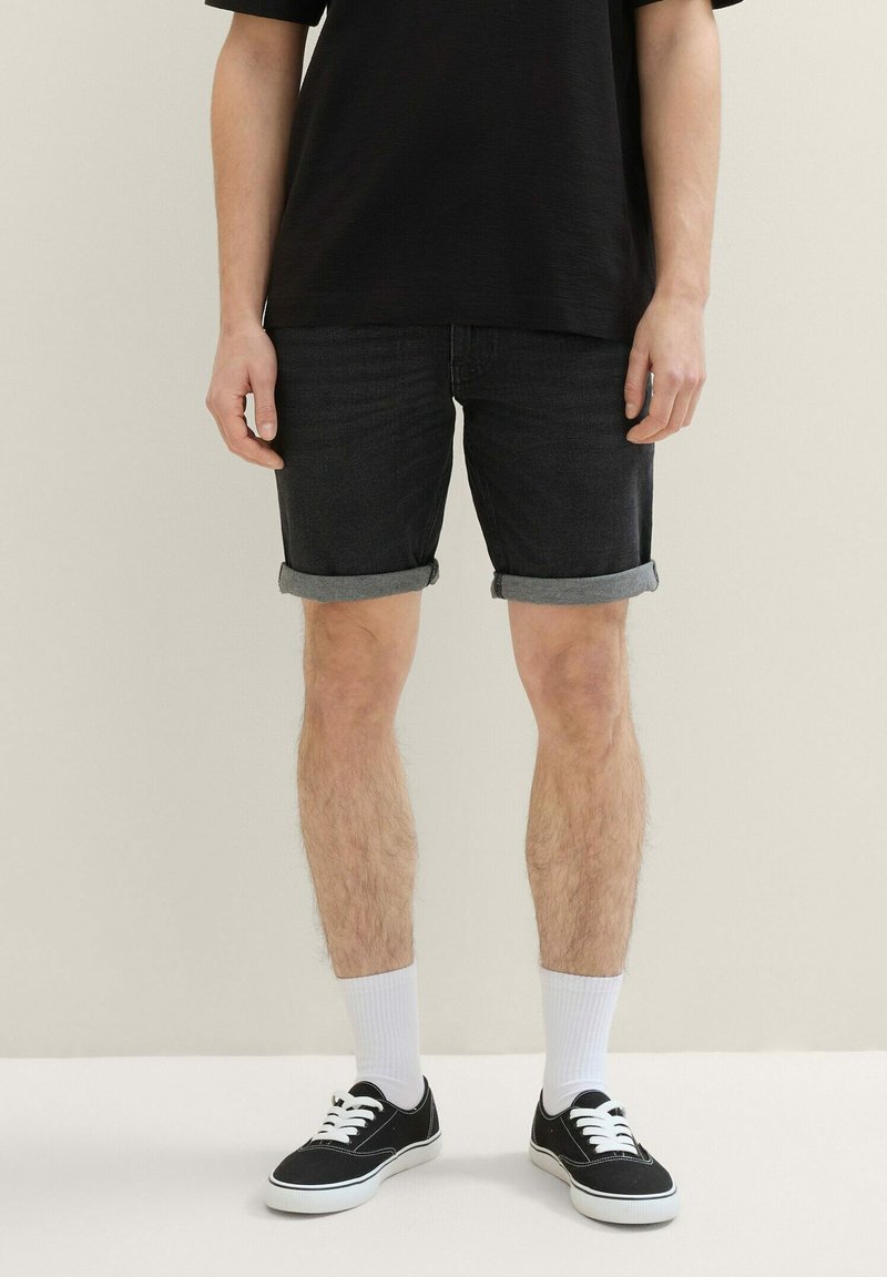 TOM TAILOR DENIM Jeansshorts - used dark stone black denim