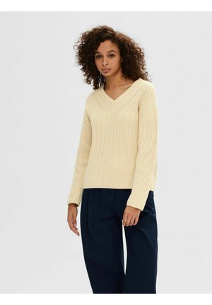 Selected Femme V AUSSCHNITT - Striktrøje - birch