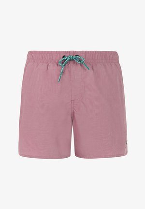 Lichtpaarse heren zwemshorts met een elastische tailleband, een teal en witte trekkoordsluiting en een klein logo aan de linkerbeen.