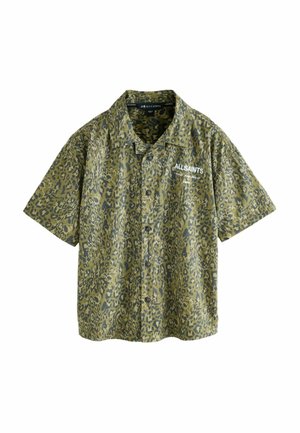 REGULAR FIT - UNDERGROUND OPEN COLLAR PRINTED SHORT SLEEVE - Krekls - green leopard