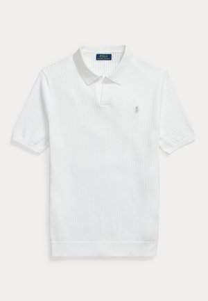 Polo Ralph Lauren RIB-KNIT COTTON JOHNNY-COLLAR SWEATER - Polo shirt - deckwash white