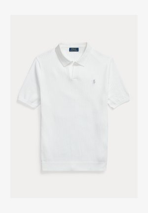 Polo Ralph Lauren RIB-KNIT COTTON JOHNNY-COLLAR SWEATER - Polosärk - deckwash white