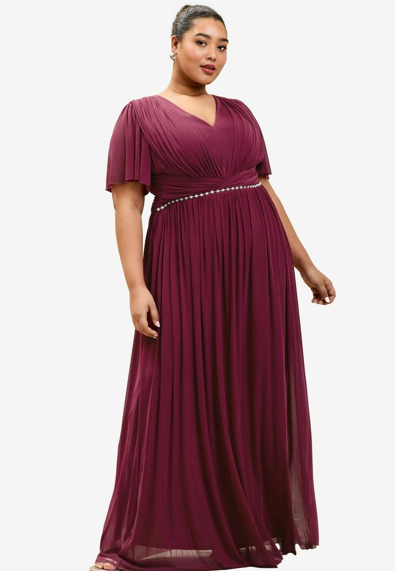 Lipsy PLUS SIZE FIT - SHORT SLEEVE PEARL TRIM BRIDESMAID - Abiti per occasioni speciali - burgundy red