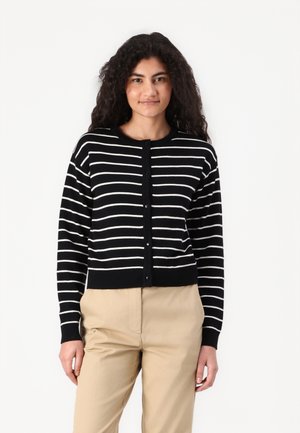 VILA VIPOLLY O NECK STRIPED CARDIGAN - Cardigan - black beauty/birch