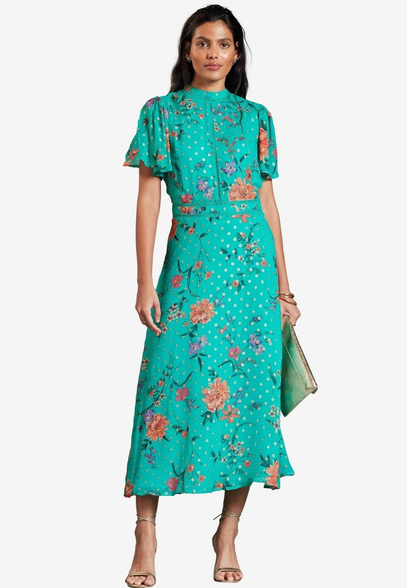 Love & Roses FLUTTER SLEEVE MIDI PETITE - Robe de jour - green floral