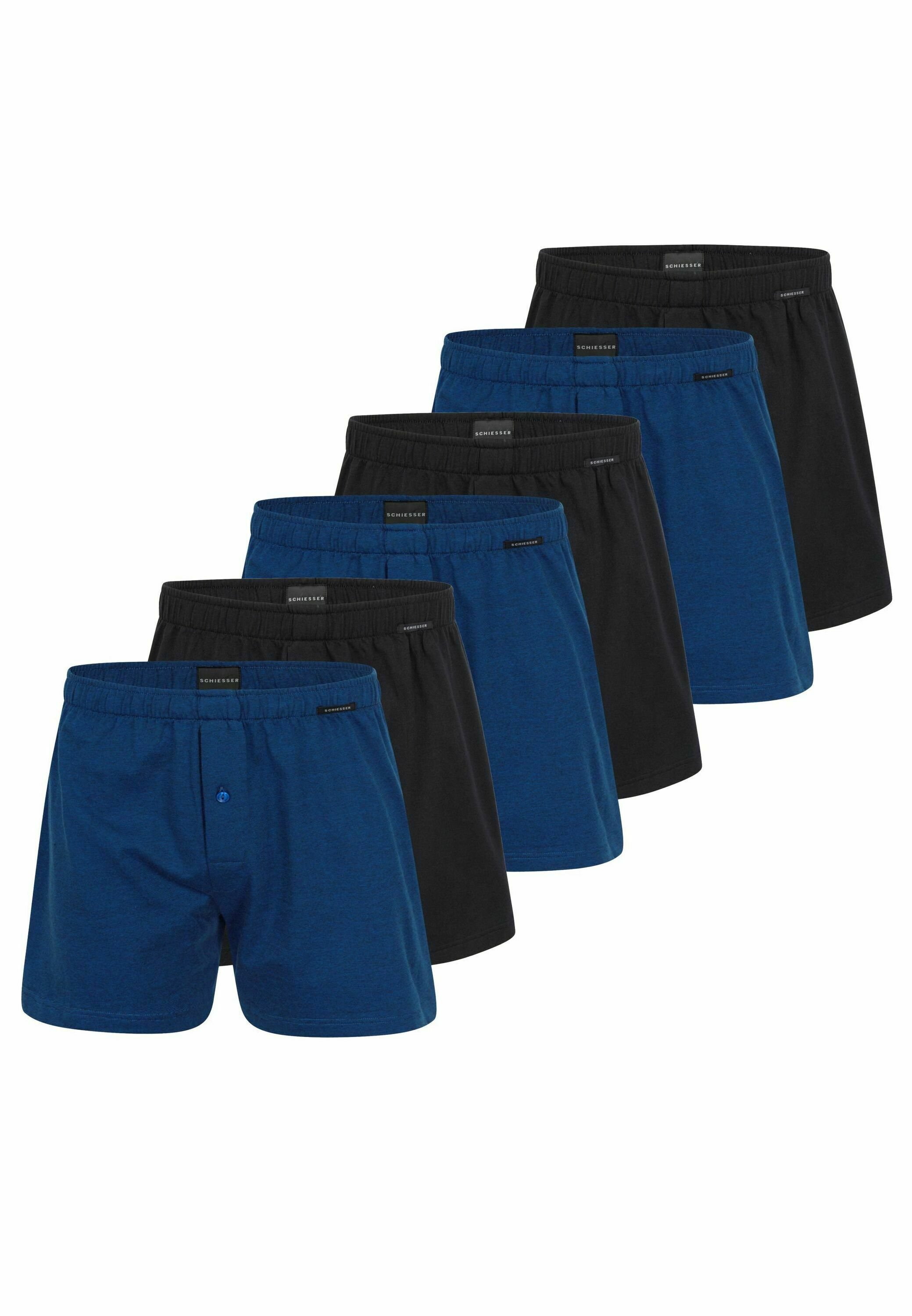 Schiesser Boxershorts 2er Pack - 100% Baumwolle, Klassisches Design, Größe 6 In Dunkelblau
