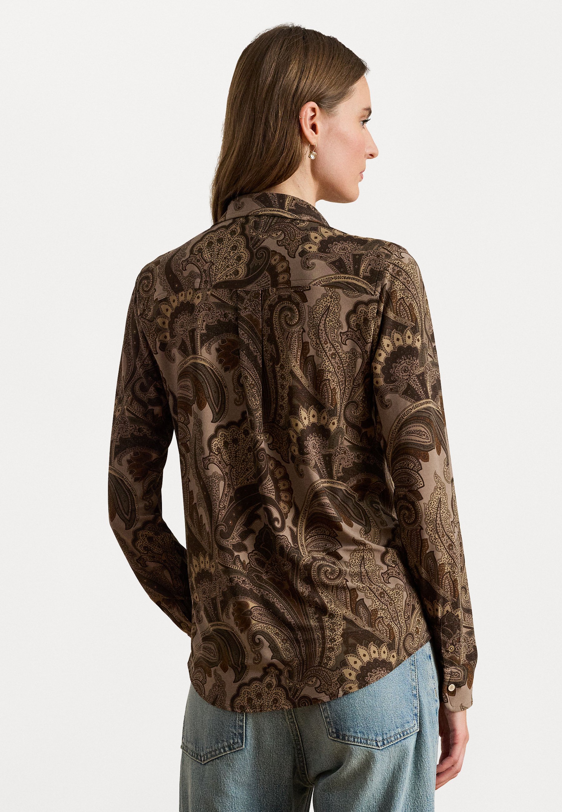 (取寄) ローレン ラルフローレン レディース スリム フィット ペイズリー ジャージ シャツ Lauren Ralph Lauren women Slim Fit Paisley Jersey Shirt Taupe Multi bd63d876caa24b17bb6b27370271ed