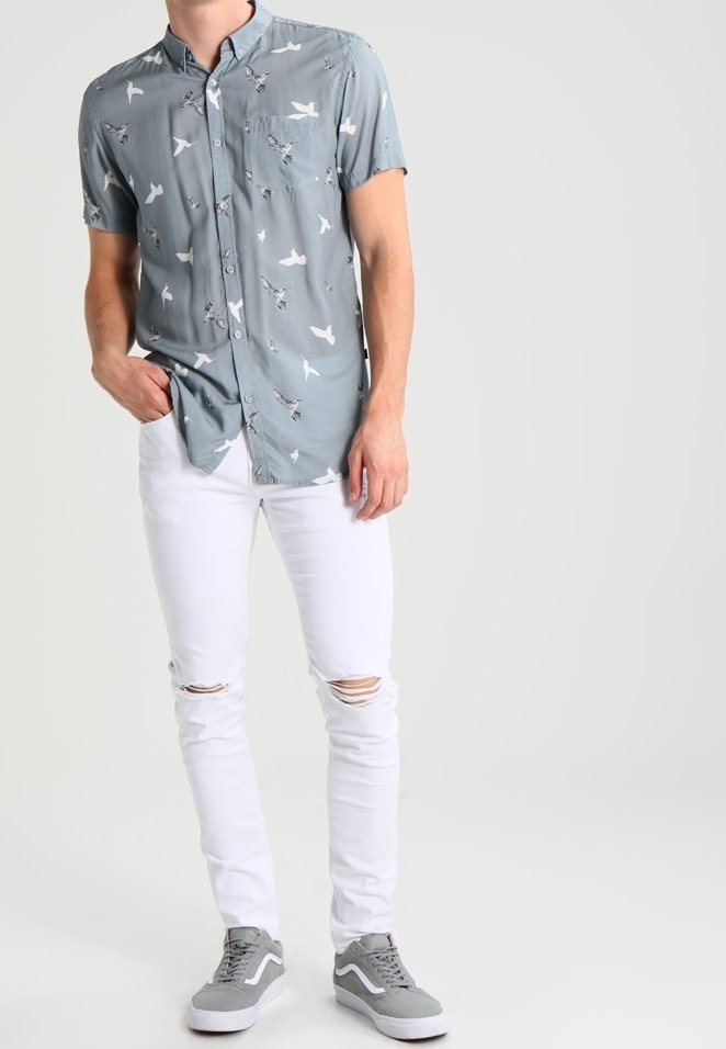 Chemise Homme River Island - Bleu Et Blanc - Manches Longues Slim - Taille Petit - Neuf Sans étiquettes