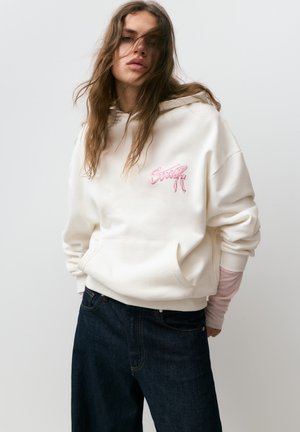 PULL&BEAR BOW GRAPHIC  - Sweat à capuche - white