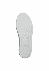 Semelle de chaussure blanche en caoutchouc avec un motif de semelle hexagonal et logo en relief. Taille 37 marquée sur le côté. Design épuré adapté à un usage décontracté.