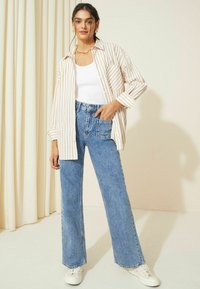Friends Like These LONG SLEEVE BUTTON THROUGH - Košilová halenka  - cream stripe