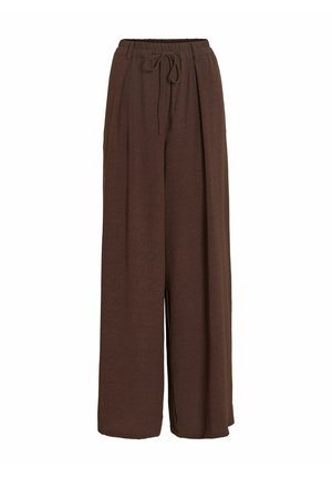 VILA, WIDE-LEG TROUSERS VISURASHIL MID-WAIST - Pantalon classique - coffee bean