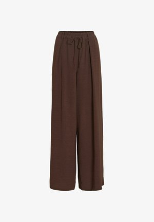 VILA, WIDE-LEG TROUSERS VISURASHIL MID-WAIST - Pantalon classique - coffee bean