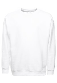 Witte sweatshirt in een losvallend ontwerp met een ronde hals. Zachte katoenmix, geribde manchetten en zoom, gladde textuur.