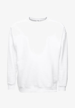 Hvid sweatshirt i en løs pasform med rund hals. Blødt bomuldsblandingsmateriale, ribbedeærmer og kant, glat tekstur.