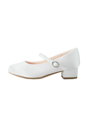 Next, Wide Fit - Stain Resistant Satin Mary Jane Flower Girl Heeled Shoes - Ballerina shoes - white
