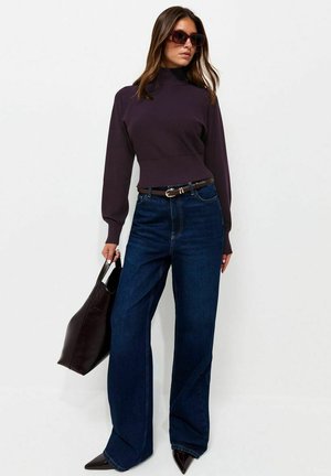 New Look, DARK  HIGH NECK BATWING SLEEVE KNITTED JUMPER - Jumper - dark purple