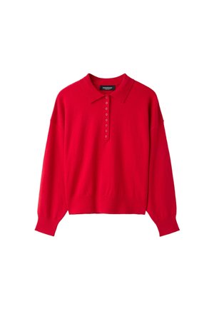 Stradivarius, POLO COLLAR KNIT SWEATER - T-shirt à manches longues - red