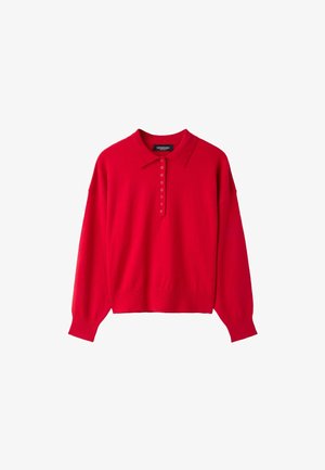 Stradivarius, POLO COLLAR KNIT SWEATER - T-shirt à manches longues - red