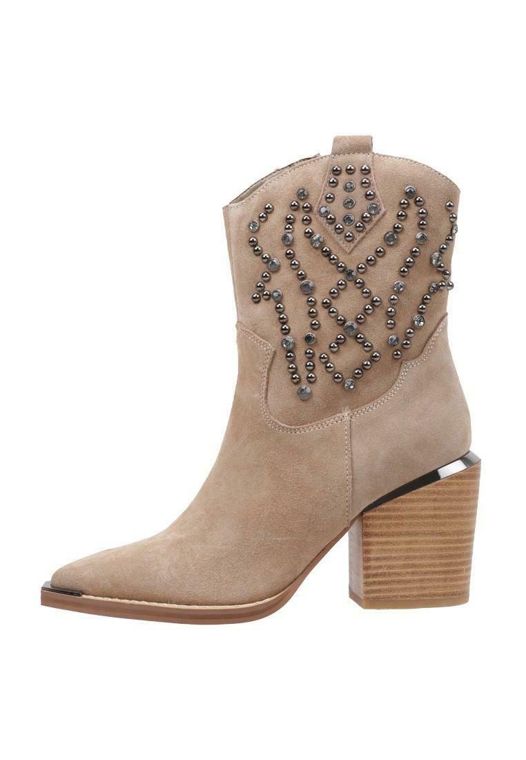 Botines Tacon Botines Cowboy Ante Cowboy Boots Beige Beige Zalando
