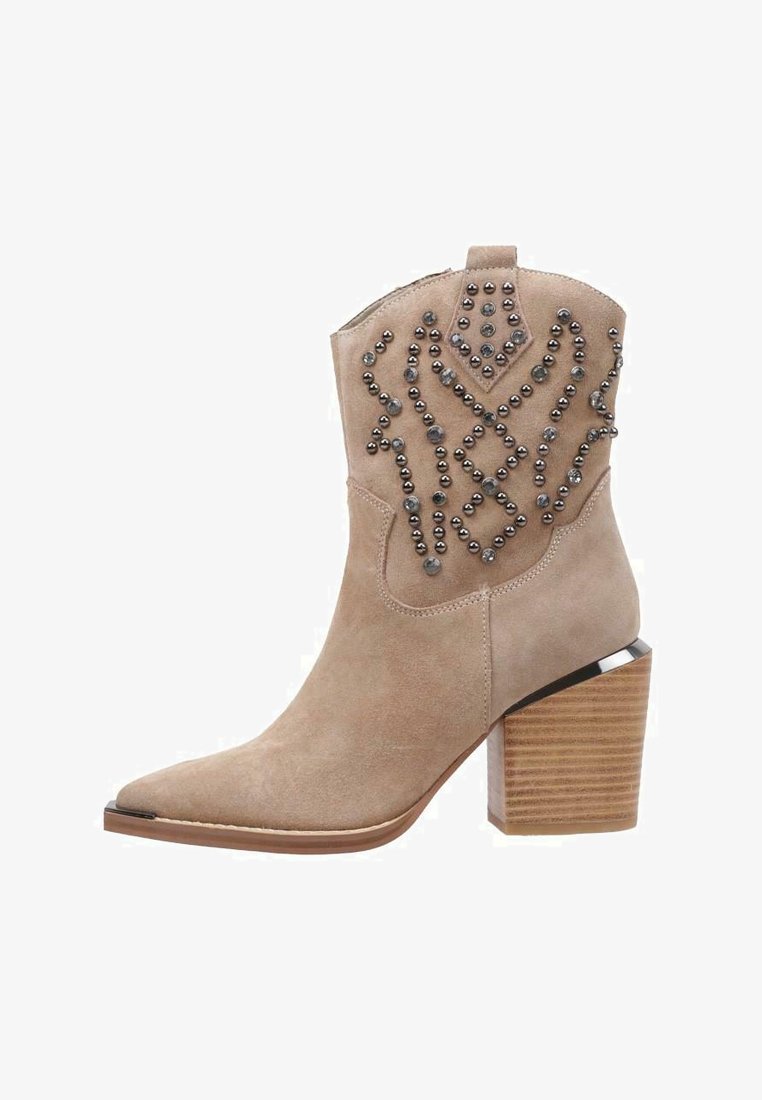 Botines Tacon Botines Cowboy Ante Cowboy Boots Beige Beige Zalando