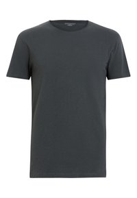 Mørkegrå kortærmet t-shirt lavet af bomuld. Har en rund halsudskæring, almindelig pasform og glat tekstur uden mønstre eller detaljer.