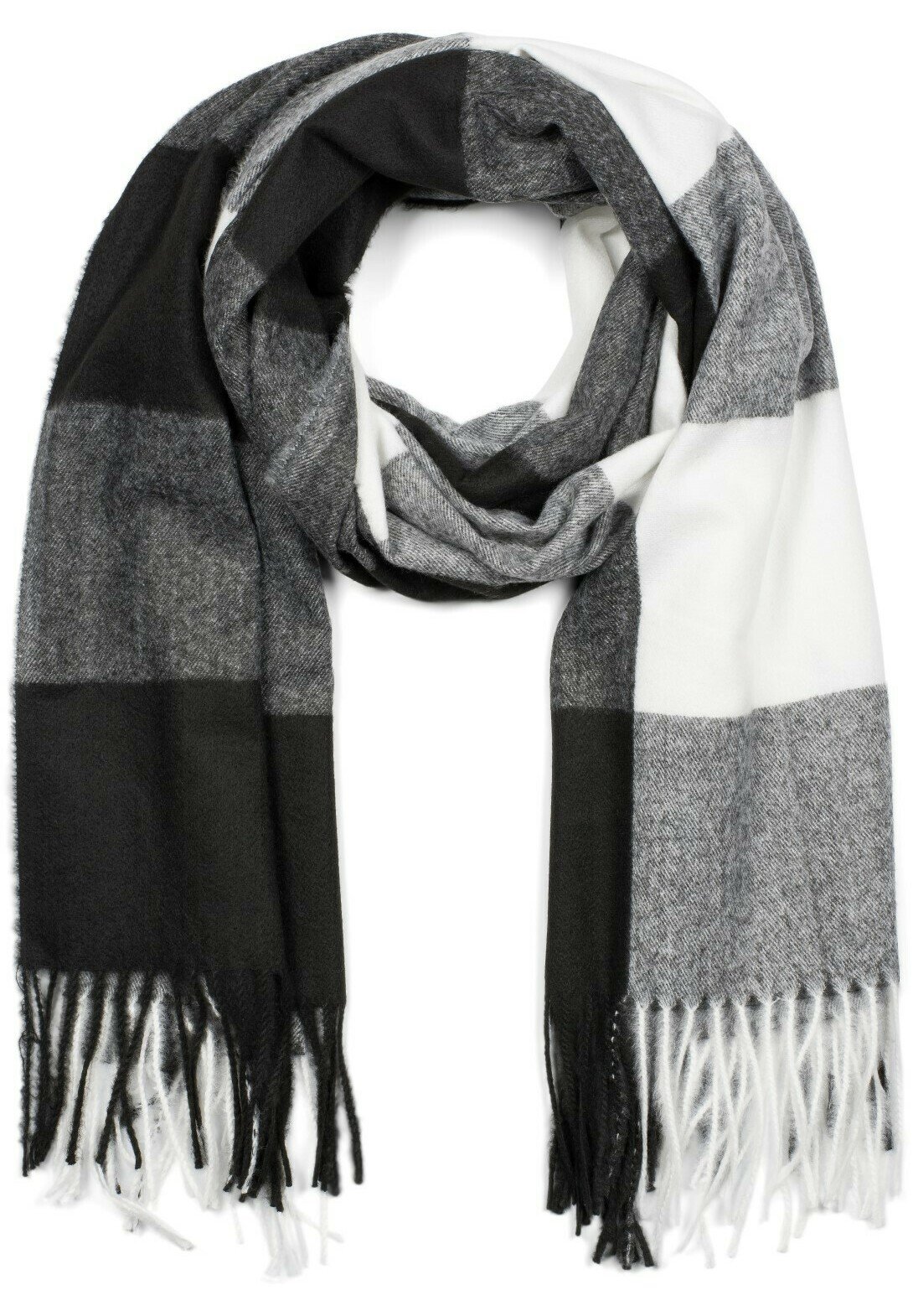 STYLEBREAKER MIT LANGEN FRANSEN, KARIE - Schal - schwarz-weiß/schwarz STYLEBREAKER MIT LANGEN FRANSEN, KARIE - Schal - schwarz-weiß/schwarz