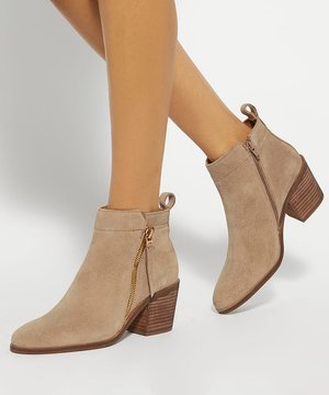 Dune London, DUNE LADIES PAICING BLOCK HEEL SIDE ZIP BOOTS - Tronchetti - taupe