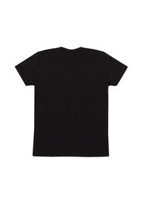 Černé bavlněné tričko, kulatý výstřih, krátké rukávy, s jednoduchým designem bez viditelných log nebo vzorů. Zobrazen pohled zezadu.