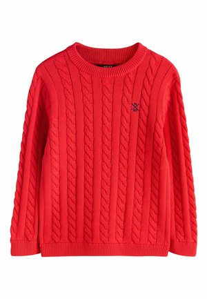 REGULAR FIT - CABLE CREW NECK - Džemper - red