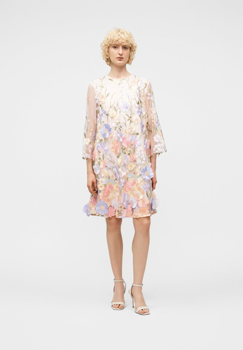 sachin and babi light blue dress Tia -3/4 Sleeve V Neck Black Striped Cocktail Dress – Gillie G's main image 1
