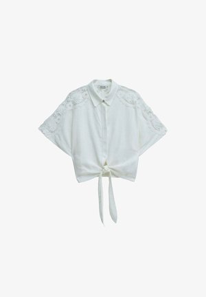 Salsa Jeans, SALSA JEANS KURZARMBLUSE FRONT KNOT SHORT SLEEVE - Button-down blouse - weiss