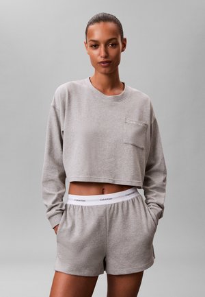 Calvin Klein Underwear CROP LOGO COTTON JERSEY - Haut de pyjama - grey heather