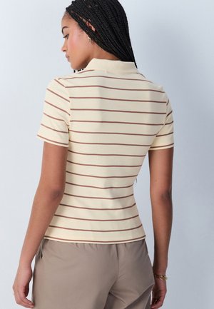 Next, REGULAR FIT - FITTED SHORT SLEEVE POLO TOP . - Poloshirt - ecru brown stripe