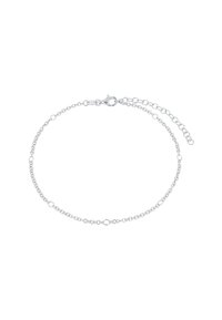 Pulsera de cadena de plata con eslabones redondos, cierre de langosta y cadena extensora para longitud ajustable. Textura suave, diseño minimalista.