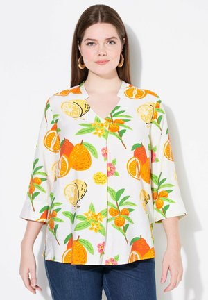 FRUIT PRINT 3/4 SLEEVE SPLIT NECK - Pusero - snow white