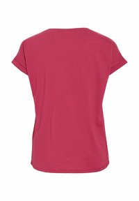 Κοντομάνικο μπλουζάκι με στρογγυλή λαιμόκοψη σε έντονο ροζ ύφασμα. Διαθέτει άνετη εφαρμογή και λεία υφή. Χωρίς γραφικά ή μοτίβα.