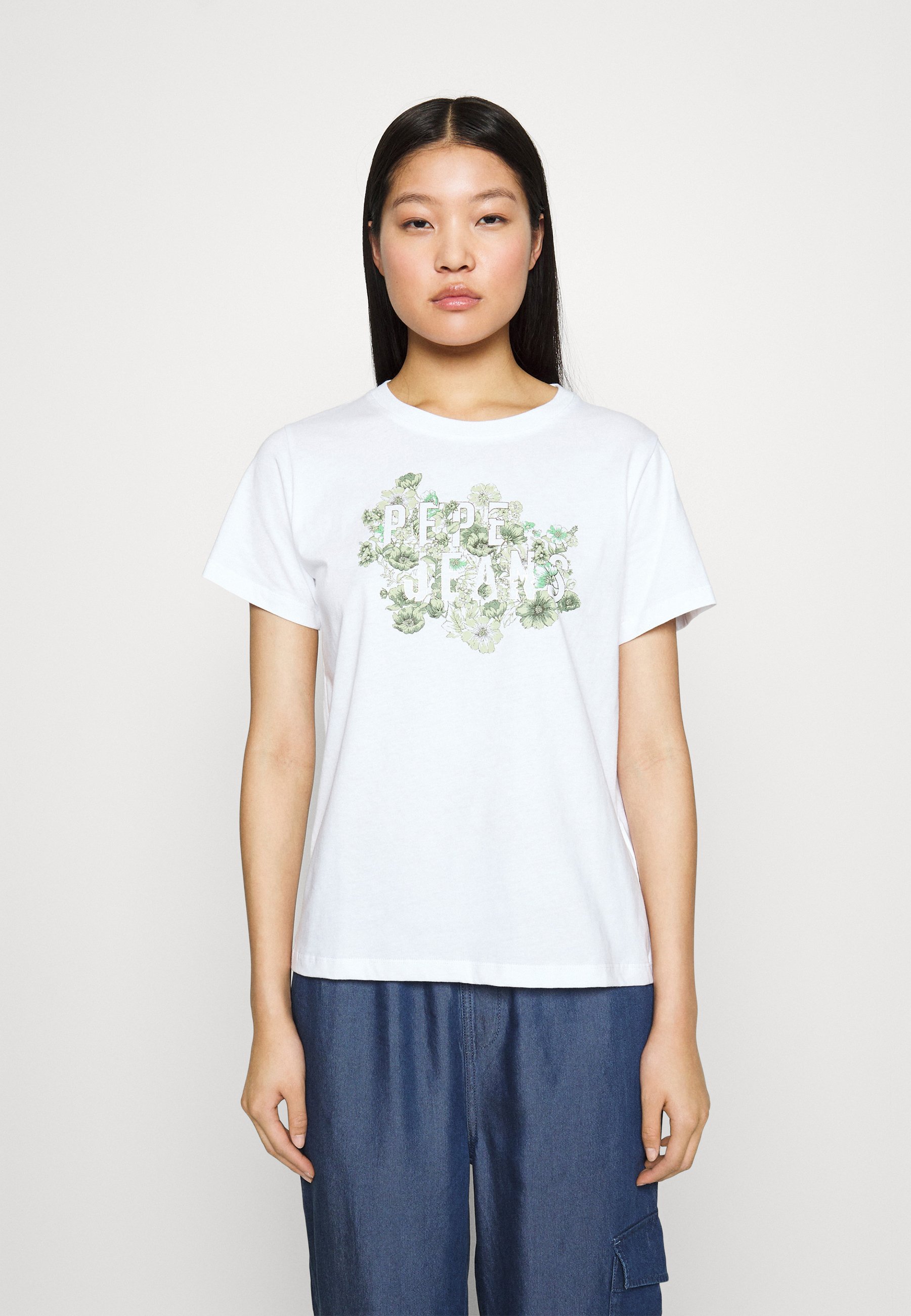 T-shirt Pepe Jeans Hana Glitter Pour Fille - T-shirt Manches Courtes Col Rond Imprimé
