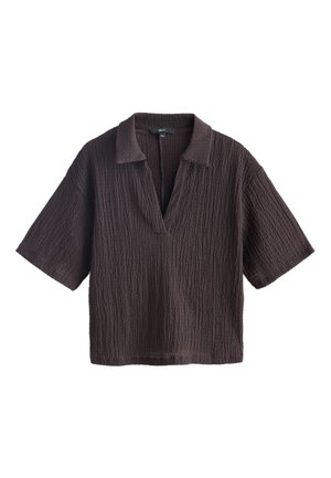 Next, REGULAR FIT - SHORT SLEEVED TEXTURED BOXY  - Polo - chocolate brown