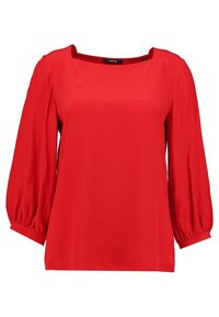 Rode blouse met een vierkante halslijn, lange pofmouwen en elastische manchetten. Gemaakt van gladde stof met een losse pasvorm. Geen patronen of hardware.