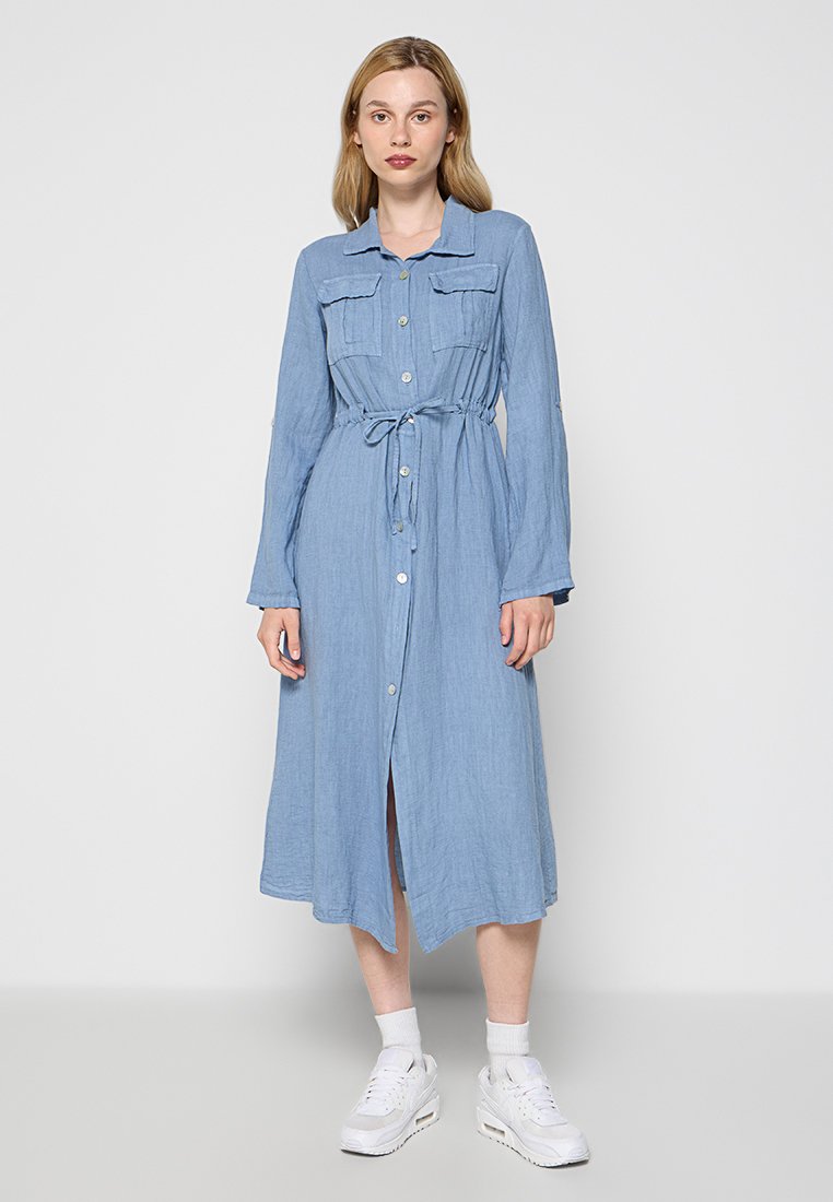 Le Monde du Lin Maxi-jurk lichtblauw