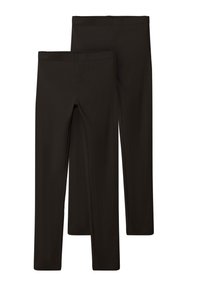Sorte legging laget av elastisk materiale. Har en tettsittende design med elastisk midjebånd og ingen synlige mønstre eller maskinvaredetaljer.