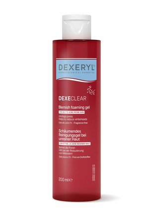Dexeryl Dexeclear blemish foaming gel for oily, acne-prone skin, unclogs pores, reduces whiteheads, 200ml, fragrance-free with 2% salicylic acid.