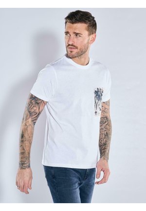 Emilio Adani RUNDHALS - Print T-shirt - reinweiss