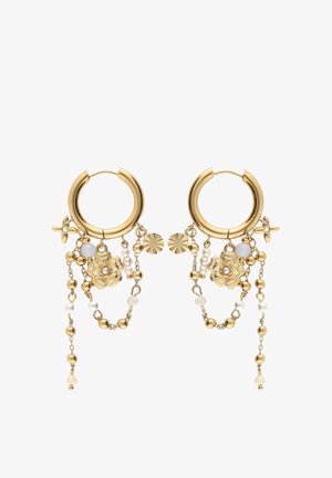 My Jewellery, EARRINGS WITH PEARLS AND FLOWERS - Oorbellen - goud verguld stainless steel