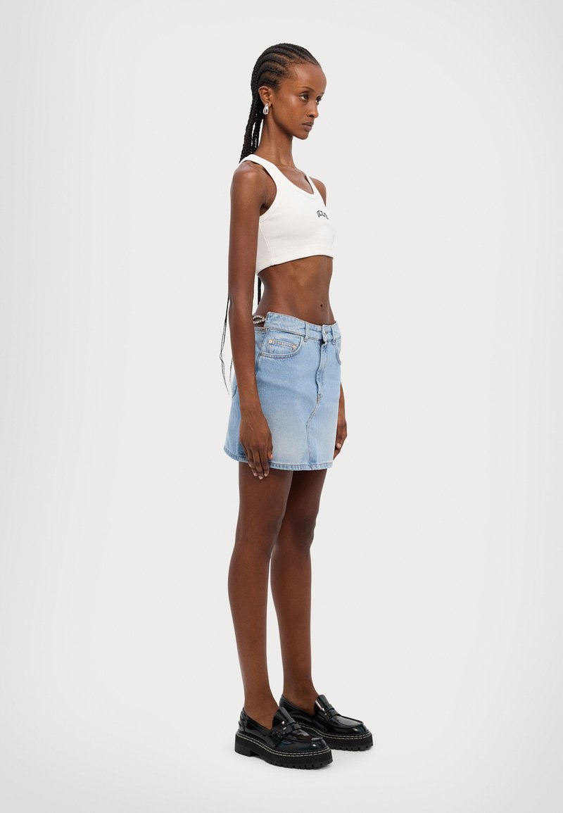 GCDS CHOKER SKIRT - Denim skirt - light blue
